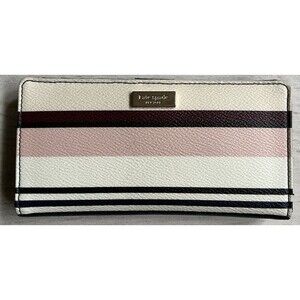 Kate Spade Shore Street Berber Stripe Stacy Pink Multi Bifold Wallet  EUC